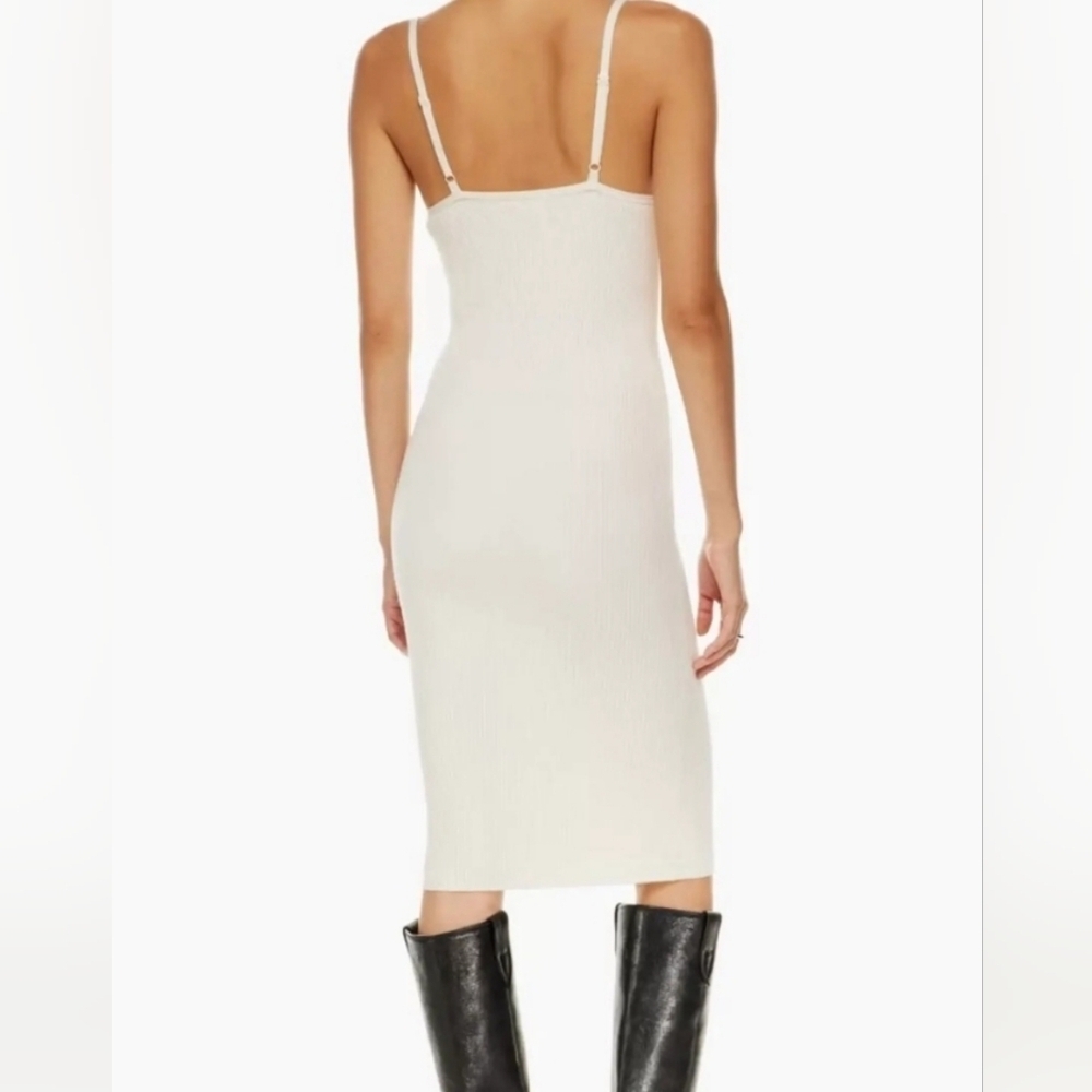 Aritzia Wilfred Dress Ribbed Knit Dress Ivory Cream White Small